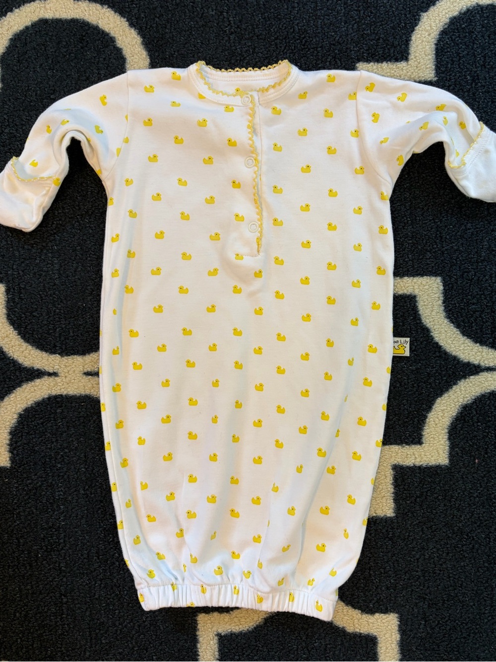 White Baby Sleep Sack with Yellow Duck Pattern - Soft Infant Gown